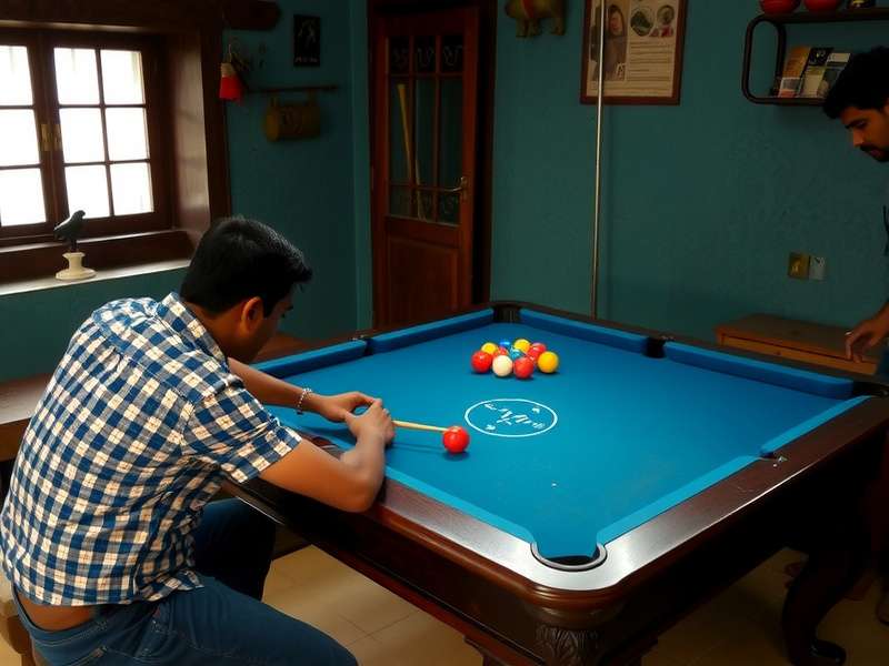 Professional Carrom board setup with striker and coins