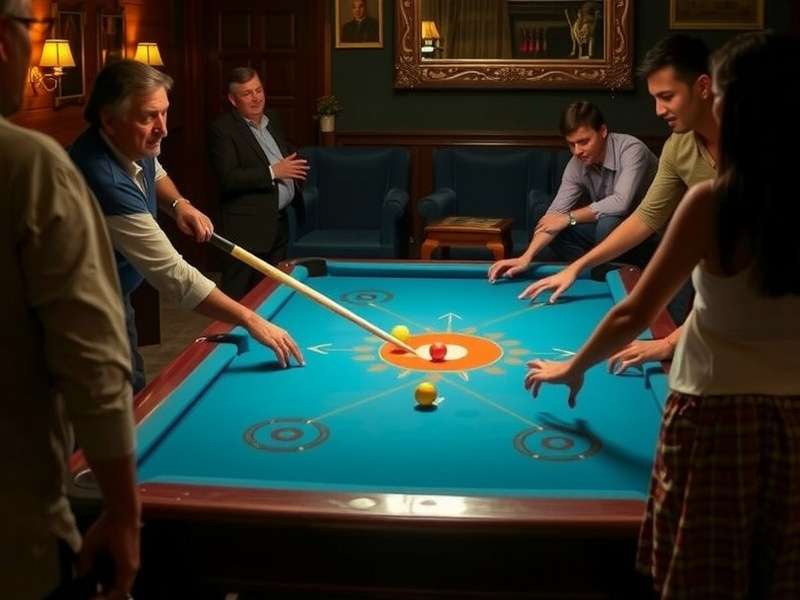 Carrom Pool board with pieces in Delhi Lounge setting