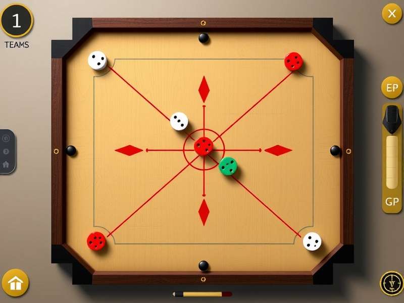 Professional Carrom Pool player making a precise shot
