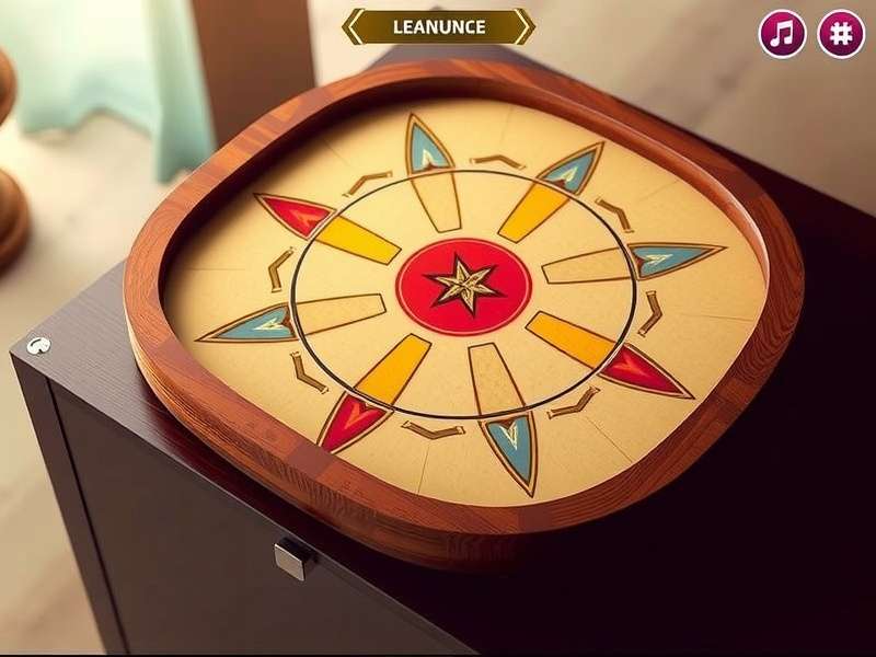 Professional Carrom Board with striker and coins arranged