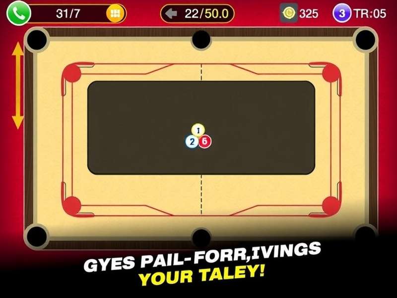 Professional Carrom Pool player lining up a precise shot