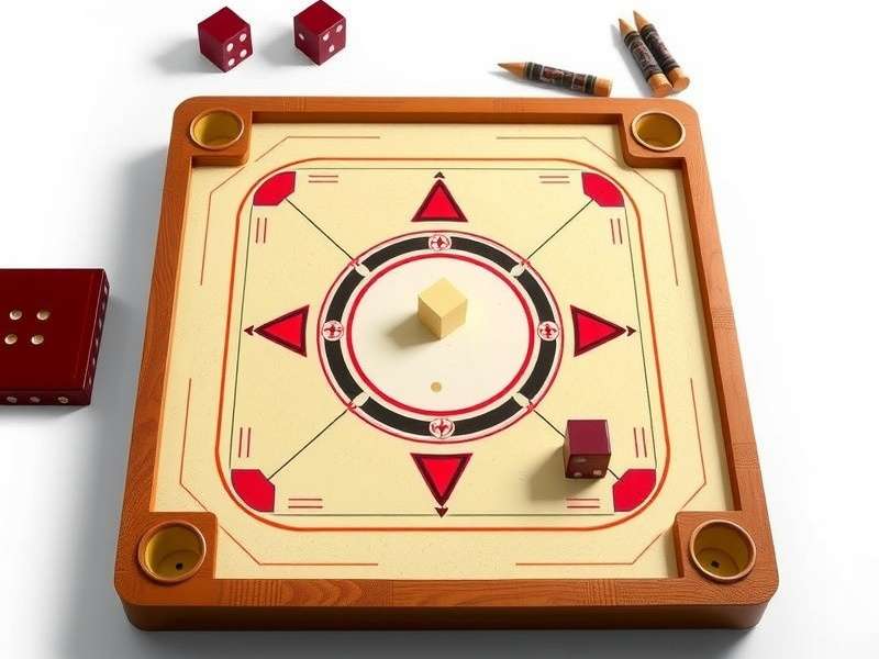 Competitive Carrom Board Game in progress