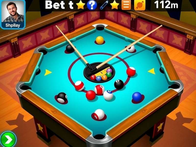 Carrom Pool board with striker and pieces in focus