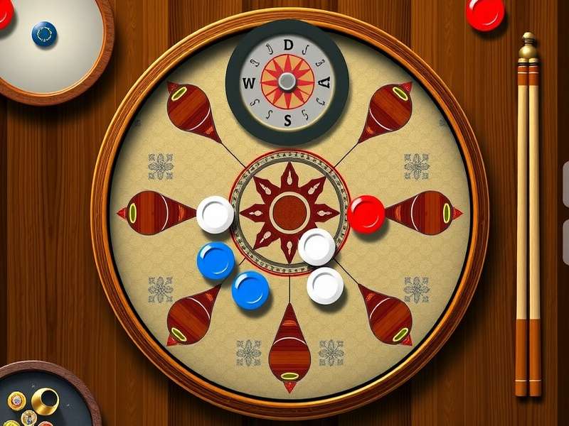 Two players engaged in an intense Carrom Pool match, focusing on the board