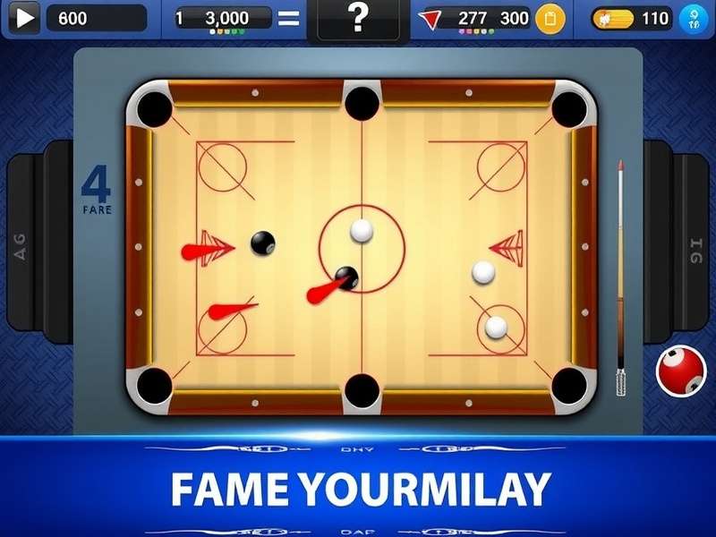 Carrom Pool game board and striker