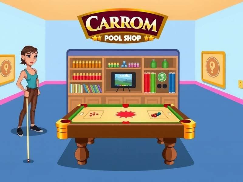 Professional Carrom Pool gameplay with coins and striker