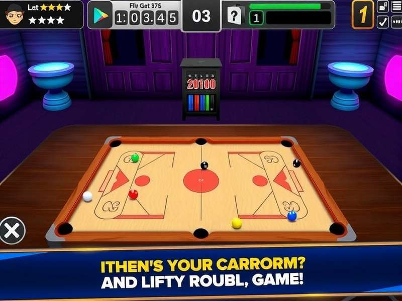 Professional Carrom Pool gameplay on mobile device