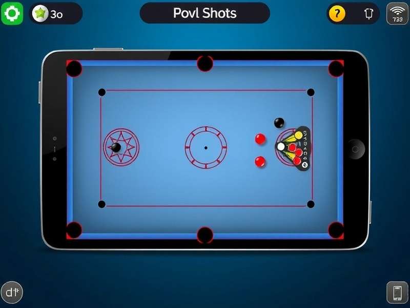 Carrom Pool Trick Shots App gameplay showing a player aiming a trick shot on a vibrant green board with golden coins