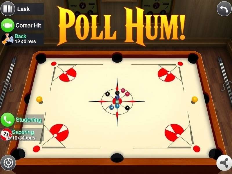 Carrom Pool equipment: striker, white and black discs, and the red queen
