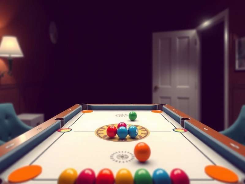 Carrom Pool Copy Game gameplay on a traditional wooden board with striker and coins