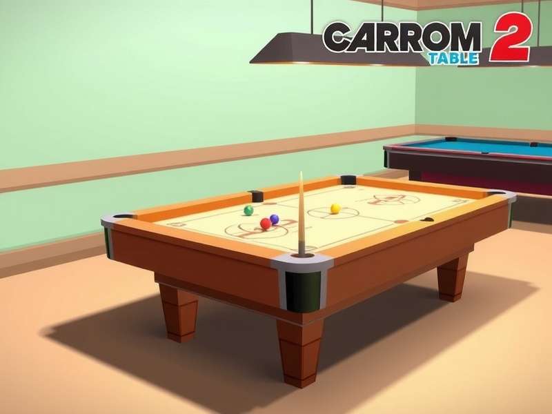 Carrom Pool table setup with discs, striker and board – the classic Indian game