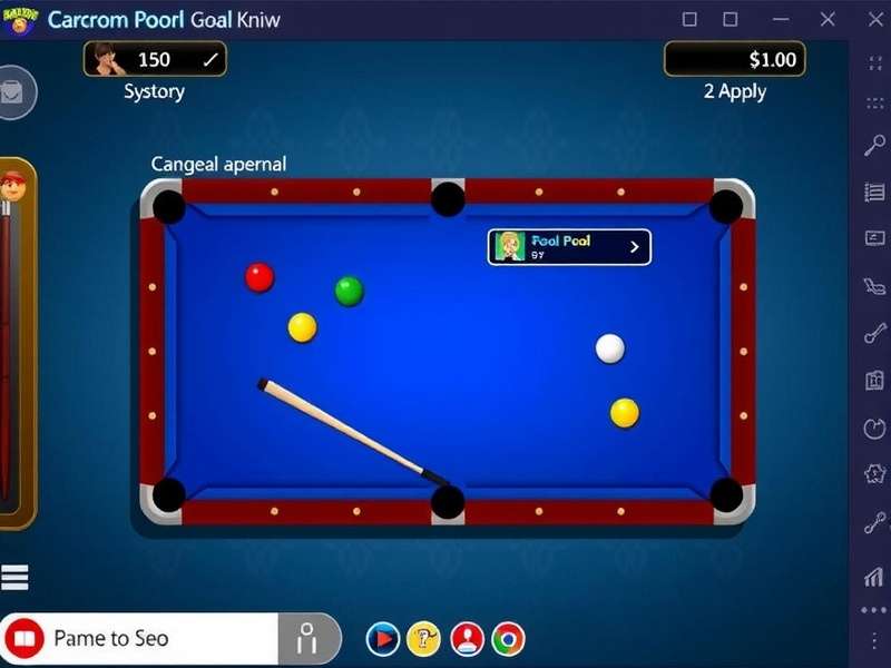 Carrom Pool game being played on a PC monitor using an emulator